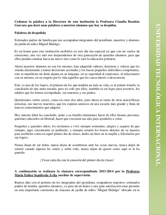 Kinder Palabras De Despedida Para Niños De Preescolar 