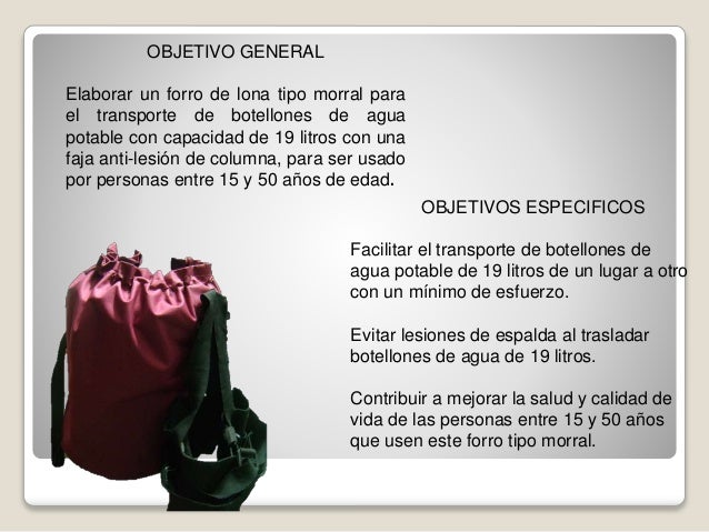 Elaboración de un forro de lona tipo morral para el transporte de un …