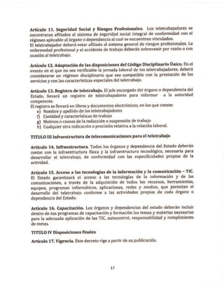 Proyecto de decreto de Teletrabajo