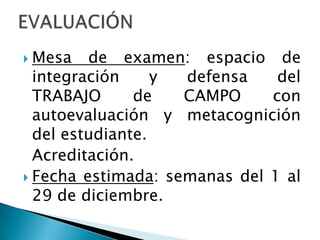 EVALUACIÓN1°INFORMERelacionado con el marco teórico, conocimiento y aplicabilidad de la terminología específica contextualizado en las categorías aportadas por los autores trabajados a situaciones problemáticas escolares reales planteadas. Contenidos involucrados: Desde la Organización Nacional hasta la Ley 1420. Figuras y Proyecto Político. El “Optimismo Pedagógico” del Siglo XIX. La educación como política de Estado. Modelos de Estado: liberalismo clásico, de bienestar, Keynesiano, neoliberal, neoconservador.  El sistema educativo como subsistema del sistema social. La institución escolar. Concepto y perspectiva histórica. Estructura y dinámica de la institución escolar. Colegios Normales y Colegios Nacionales: objetivo político. Resistencias y alternativas contrahegemónicas a los proyectos homogeneizantes. El desarrollismo, la teoría del Capital Humano y la educación como inversión. La educación  como componente de la organización social. Dimensiones ética, política y económica del hecho educativo. La institución escolar y sus políticas en relación a los contextos en los que está inserta. La década del ´70 y las experiencias innovadoras en educación.Fecha estimada: 5 de julio.