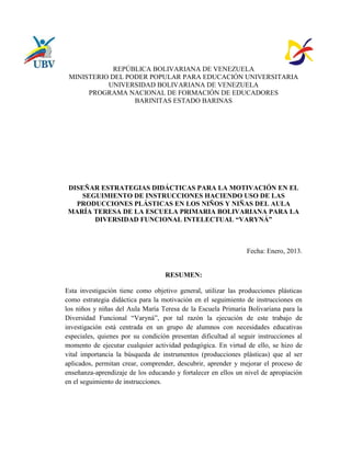 REPÚBLICA BOLIVARIANA DE VENEZUELA
 MINISTERIO DEL PODER POPULAR PARA EDUCACIÓN UNIVERSITARIA
           UNIVERSIDAD BOLIV...