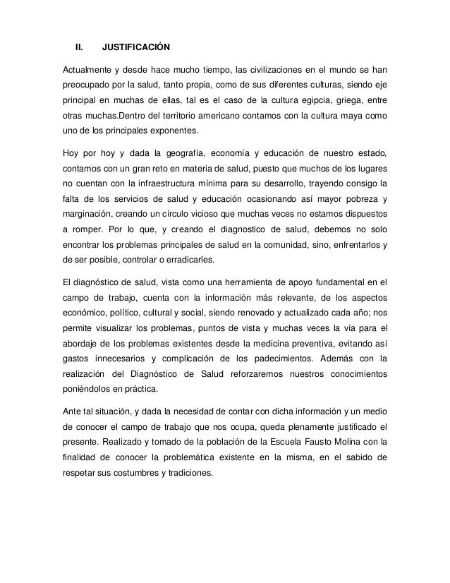 Ejemplo De Proyecto De Salud Proyecto de diagnostico de salud