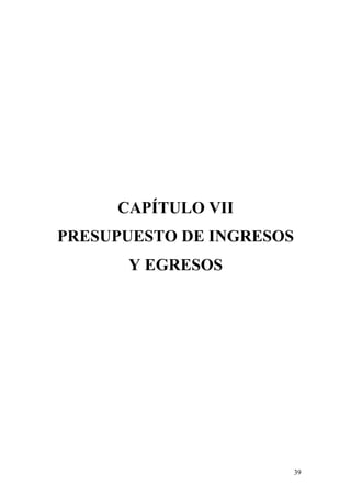 CAPÍTULO VII
PRESUPUESTO DE INGRESOS
Y EGRESOS
39
 