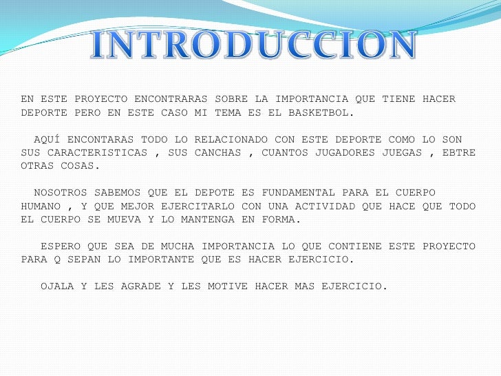 Introduccion De Un Proyecto De Educacion Fisica
