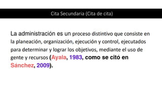 Cita Secundaria (Cita de cita)
 