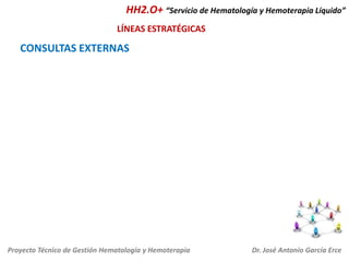 HH2.O+ “Servicio de Hematología y Hemoterapia Líquido”
LÍNEAS ESTRATÉGICAS

CONSULTAS EXTERNAS

Proyecto Técnico de Gestión Hematología y Hemoterapia

Dr. José Antonio García Erce

 
