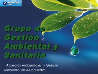 Grupo deGrupo de
GestiónGestión
Ambiental yAmbiental y
SanitariaSanitaria
Aspectos Ambientales y Gestión
Ambiental en Aeropuertos
 