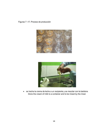Figuras 7 -17. Proceso de producción




        se hecha la crema de leche a un recipiente y se mezclar con la batidora
          Done the cream of milk to a container and to be mixed by the mixer




                                       68
 