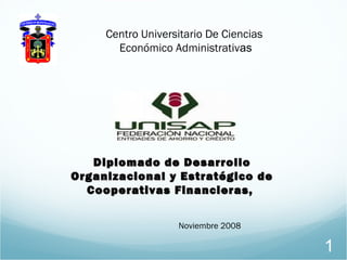 Centro Universitario De Ciencias
Económico Administrativas

Diplomado de Desarrollo
Organizacional y Estratégico de
Cooperativas Financieras,
Noviembre 2008

1

 