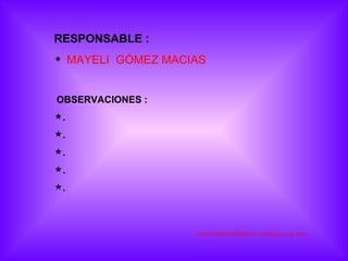 RESPONSABLE : MAYELI  GÓMEZ MACIAS OBSERVACIONES : . . . . . CD. ECATEPEC MÉXICO A 13 DE Marzo  de 2010 