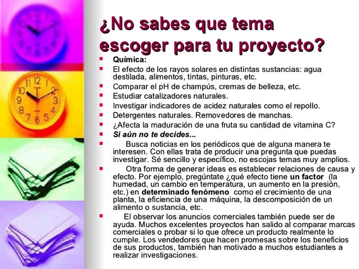 Temas Faciles Para Un Proyecto De Investigacion