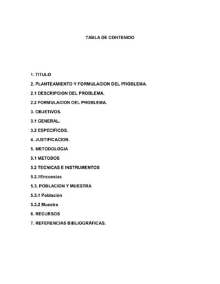 Proyecto de investigacion  cun