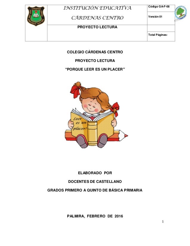 Proyecto de lectura leer es un placer