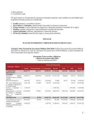5. Buen gobierno
6. Crecimiento verde
De igual manera se incorporarán las siguientes estrategias regionales, para establec...