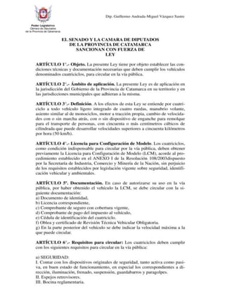 Proyecto de ley   reglamentacion uso cuatriciclos (dip andrada-v. sastre)