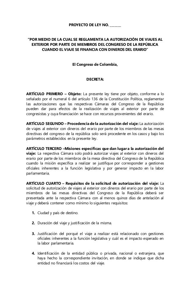 Proyecto de ley POR MEDIO DE LA CUAL SE REGLAMENTA LA