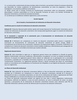 Proyecto de ley de educación universitaria
