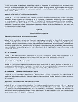Proyecto de ley de educación universitaria