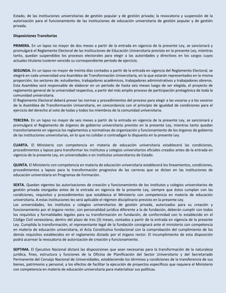 Proyecto de ley de educación universitaria