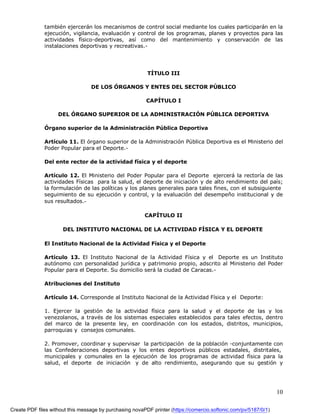 Proyecto De Ley Del Deporte Actualizado 2008