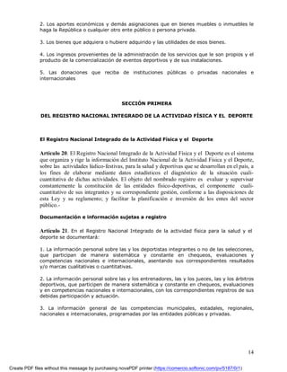 Proyecto De Ley Del Deporte Actualizado 2008