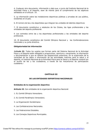 Proyecto De Ley Del Deporte Actualizado 2008