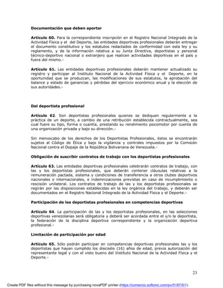 Proyecto De Ley Del Deporte Actualizado 2008