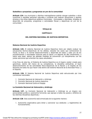 Proyecto De Ley Del Deporte Actualizado 2008