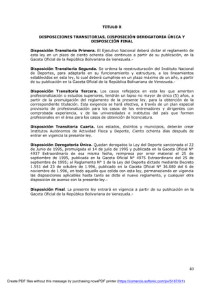 Proyecto De Ley Del Deporte Actualizado 2008