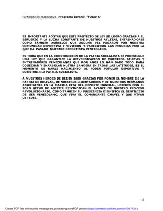 Proyecto De Ley Del Deporte Actualizado 2008