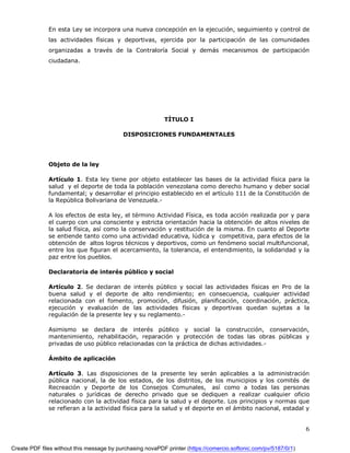 Proyecto De Ley Del Deporte Actualizado 2008