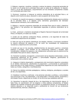 Proyecto De Ley Del Deporte Actualizado 2008