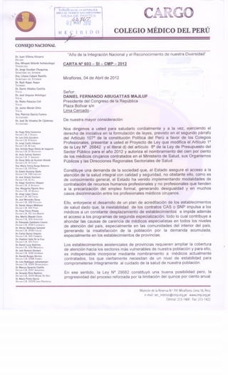 PROYECTO DE  LEY PARA NOMBRAMIENTO AL 100% DE MEDICOS CONTRATADOS 