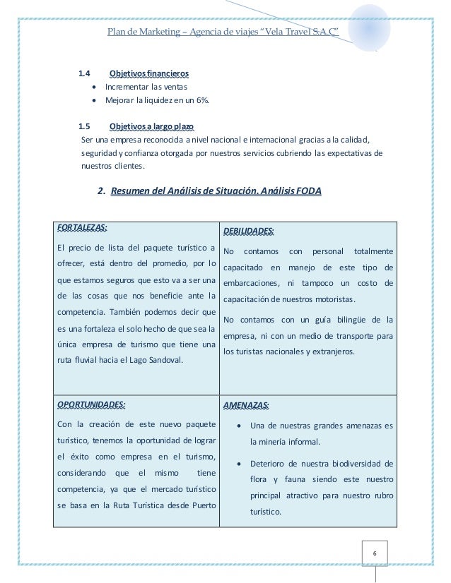 Proyecto de marketing agencia de vajes y turismo