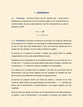 FUNCIONES DE UNA VARIABLE REAL (GUIA) | PDF