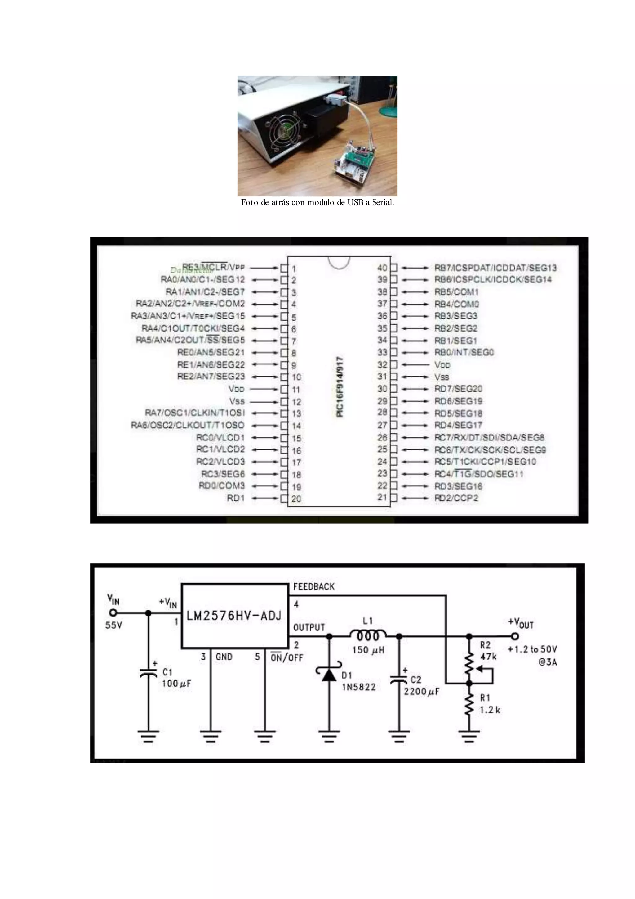 Foto de atrás con modulo de USB a Serial.
 