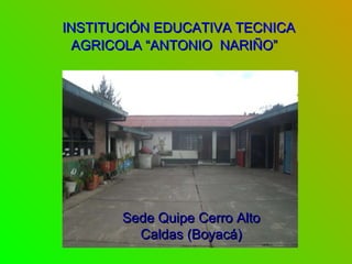 INSTITUCIÓN EDUCATIVA TECNICA AGRICOLA “ANTONIO  NARIÑO”   Sede Quipe Cerro Alto Caldas (Boyacá) 