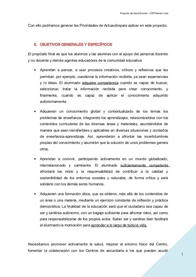 Ejemplo De Proyecto De Salud Proyecto de salud escolar 15 16