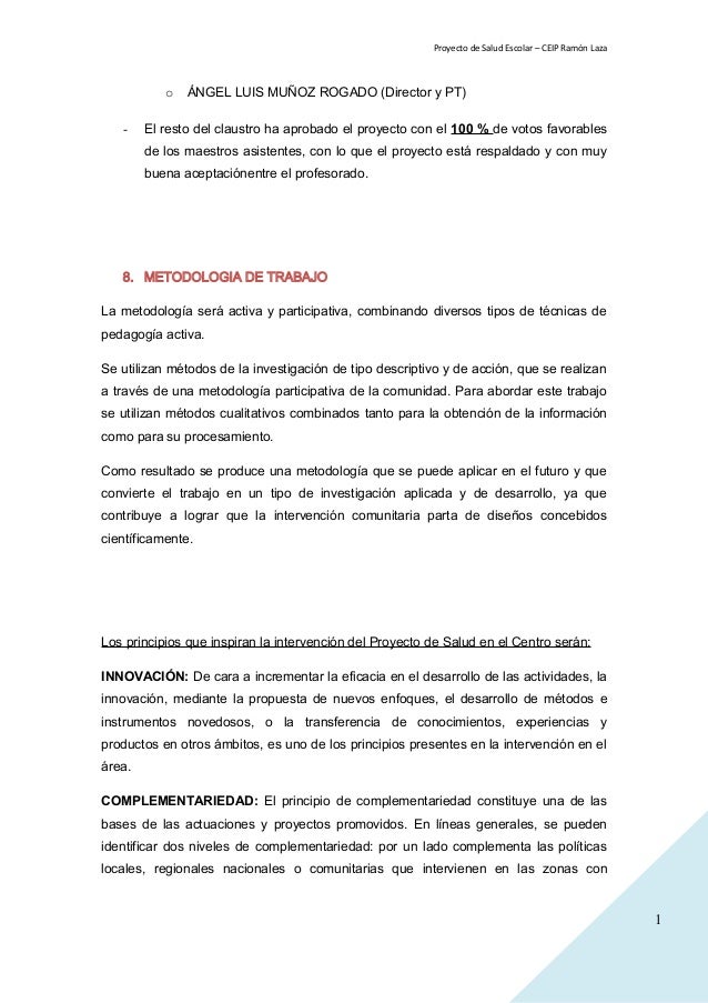 Ejemplo De Proyecto De Salud Proyecto de salud escolar 15 16