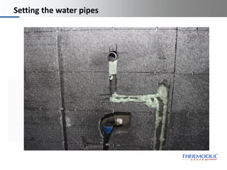 Platzhalter
Dies ist ein
Platzhaltertext für
Ihren eigenen Text.
Dieser Text soll nur
demonstrieren, wie Ihr
eigener Text
dargestellt wird, wenn
Sie den Platzhaltertext
ersetzen.
Thermodul
Technology
(manufacturing
machines)
Setting the water pipes
Building with Thermodul
wall elements
 