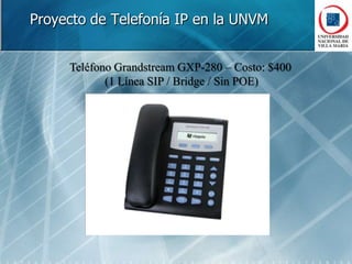 PROYECTO RED VOZ SOBRE IPRed de Interconexión Universitaria“Implementación de un Servicio de Encaminamieno de llamadas VoIPbajo protocolo SIP entre UniversidadesNacionales”Ing. Mariano Javier Martín