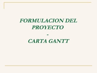 FORMULACION DEL PROYECTO  -  CARTA GANTT 