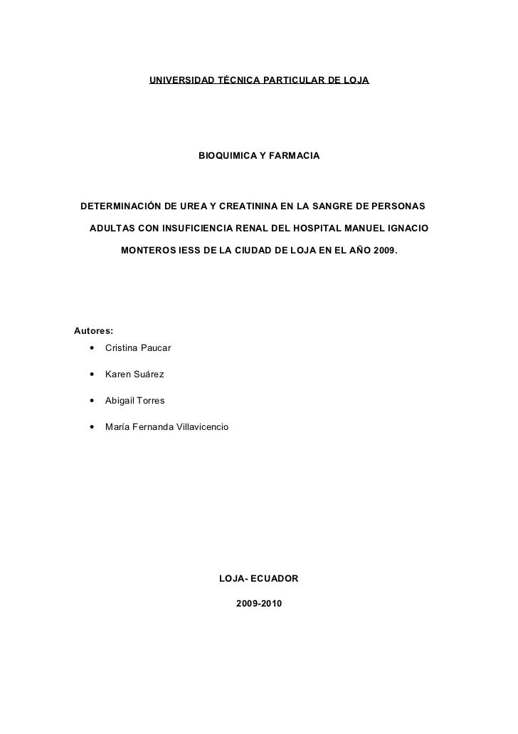 Proyecto De Urea En La Sangre