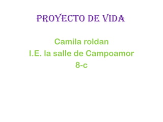 PROYECTO DE VIDA Camila roldan  I.E. la salle de Campoamor 8-c 