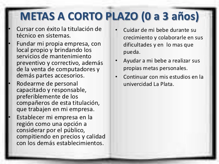 Metas A Corto Plazo Ejemplos Proyecto De Vida - Image to u