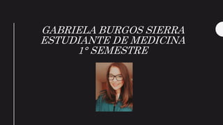 GABRIELA BURGOS SIERRA
ESTUDIANTE DE MEDICINA
1° SEMESTRE
 