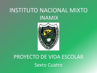 INSTITUTO NACIONAL MIXTO 
INAMIX 
PROYECTO DE VIDA ESCOLAR 
Sexto Cuatro 
 
