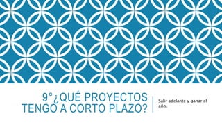9°¿QUÉ PROYECTOS 
TENGO A CORTO PLAZO? 
Salir adelante y ganar el 
año. 
 