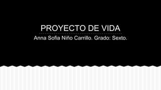 PROYECTO DE VIDA
Anna Sofia Niño Carrillo. Grado: Sexto.
 