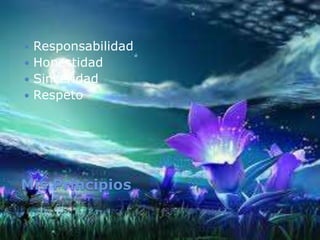 Mis Principios
 Responsabilidad
 Honestidad
 Sinceridad
 Respeto
 